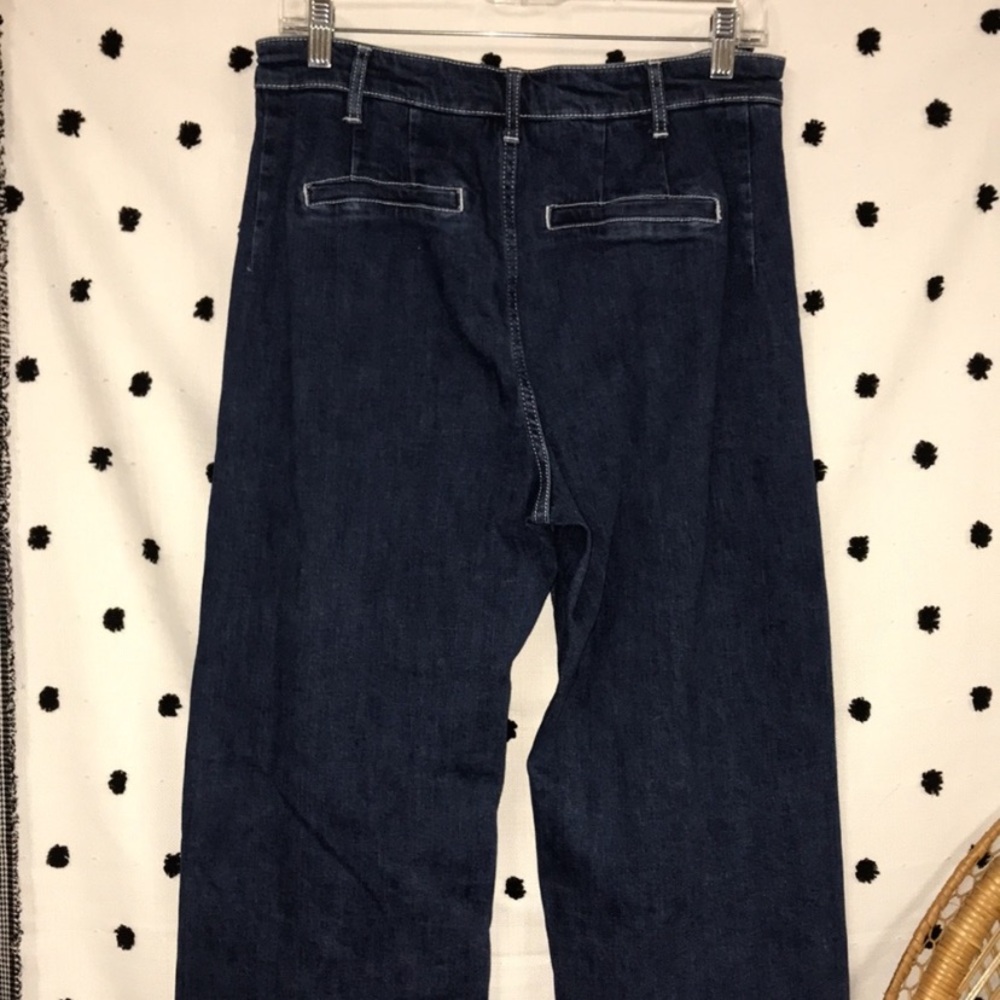 New Anthropologie Pilcro Ultra High Rise Wide Leg Cropped Raw Hem Dark Jeans 29 - Picture 10 of 12